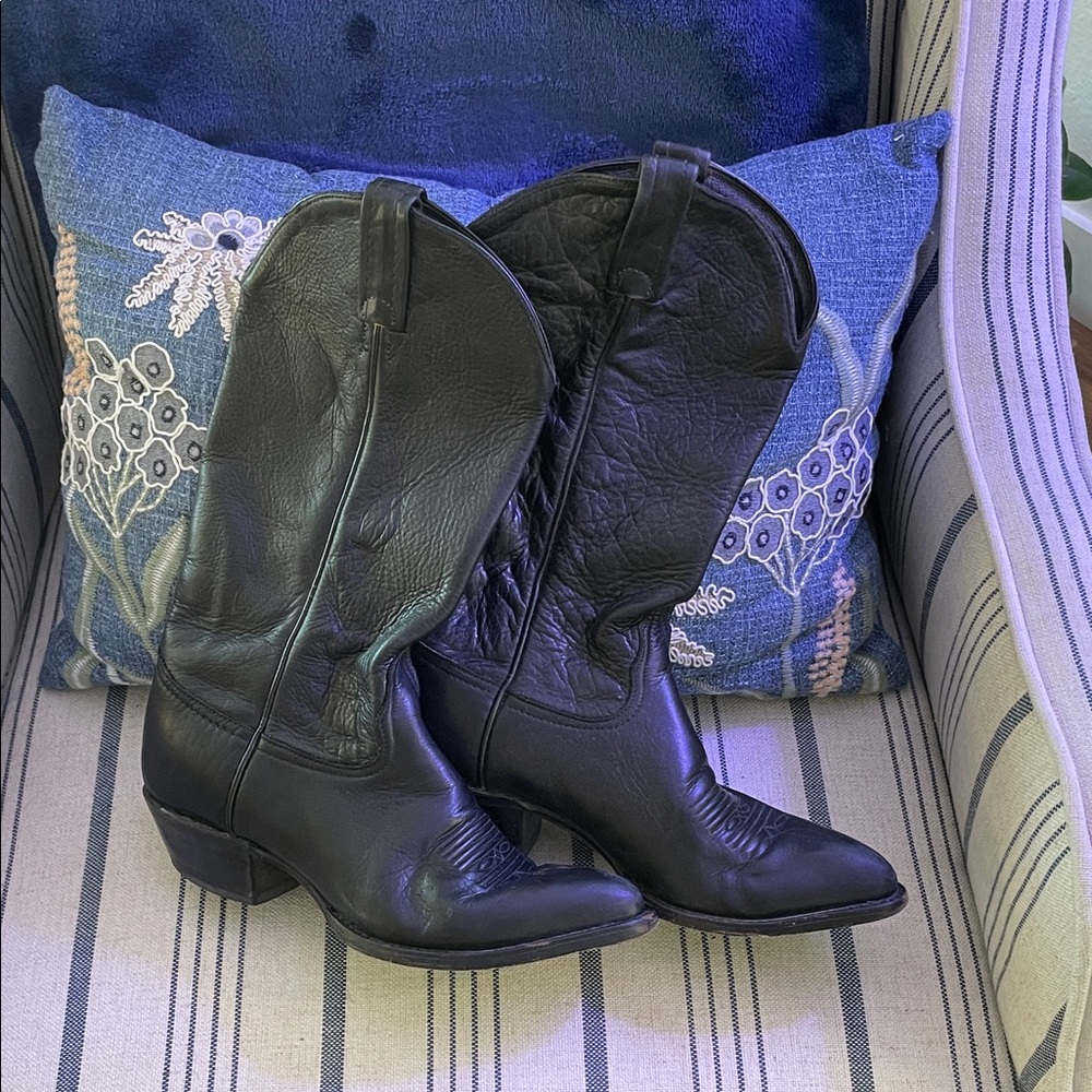 Tony Lama Black Heeled Boots
